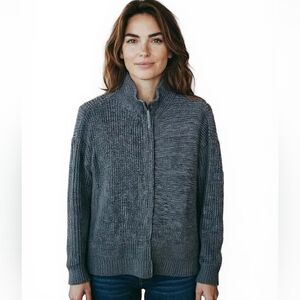 Poetry | Gray Knit Full Zip Sweater